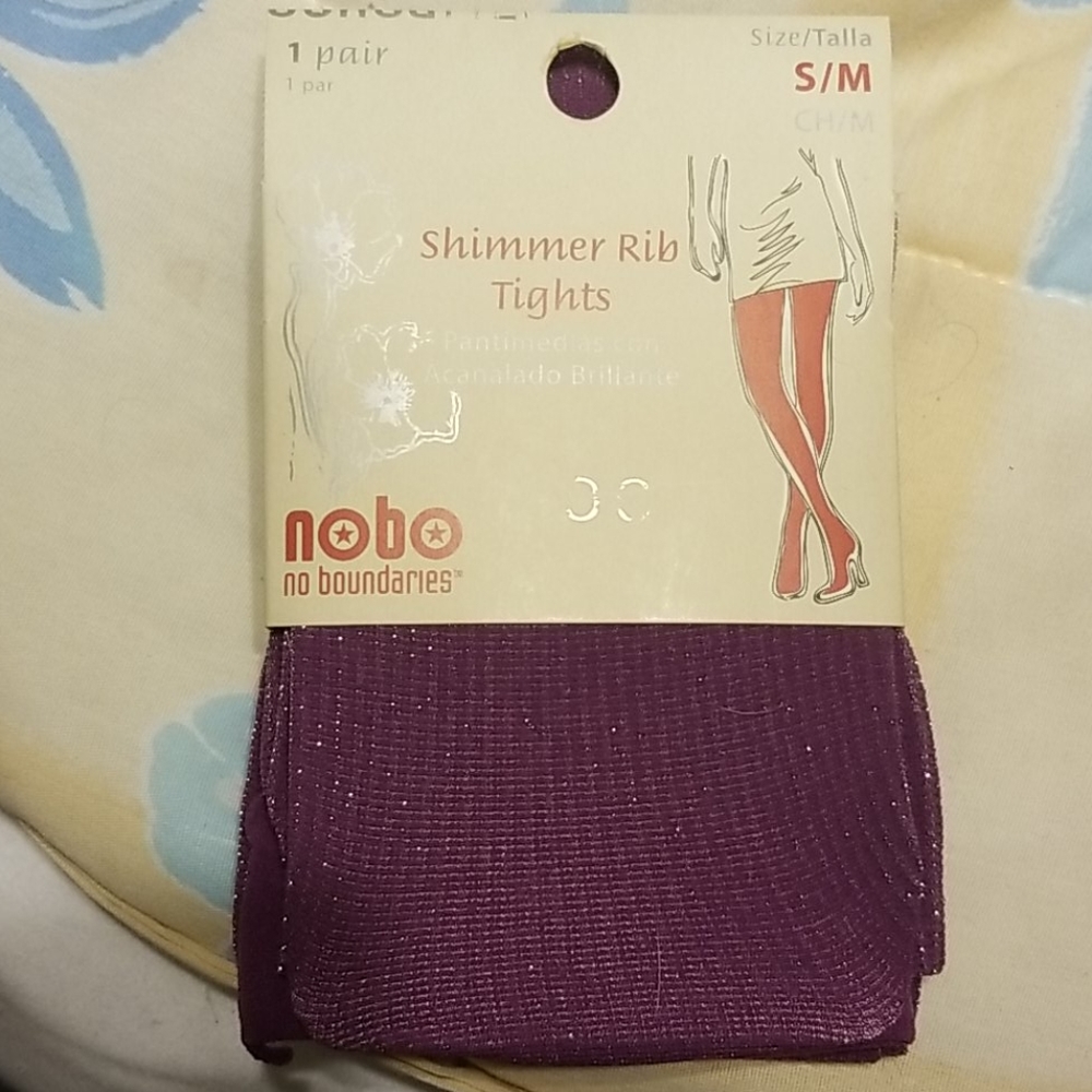 Purple shimmer rib tights S/M
